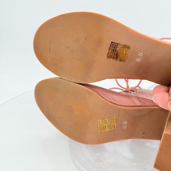Jeffrey Campbell X Free People Gladiator Sandal Pink Leather Lace Up Boho Sz 6.5 - Picture 10 of 14